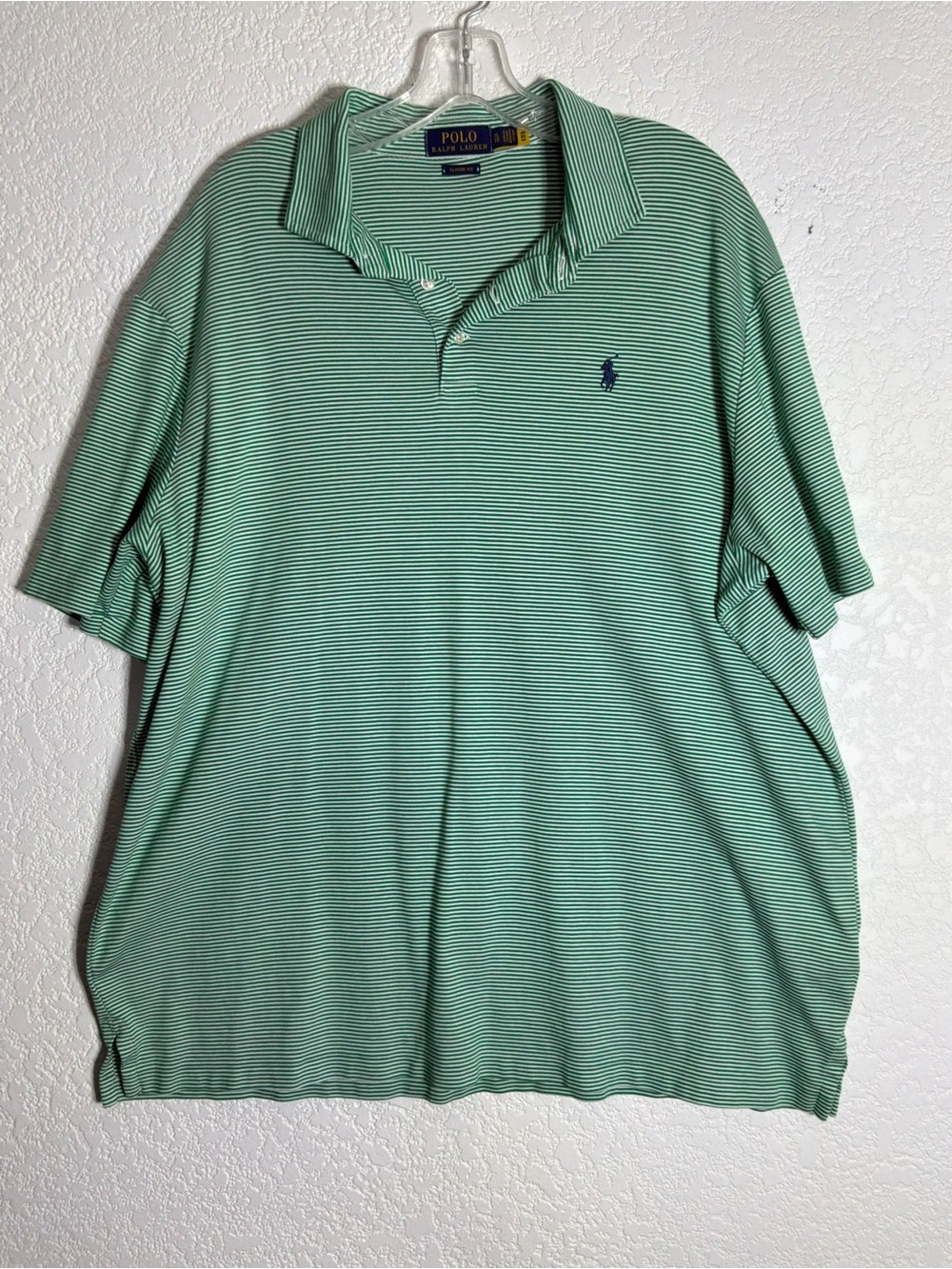 Polo by Ralph Lauren Men's Mint Green Striped Polo Shirt Size XL